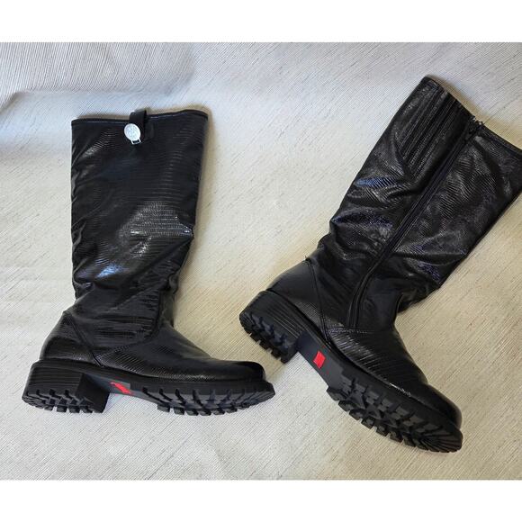 Khombu Black Calf High Zip Up Boots Woman's Size 9M Style-SNAKE-PU - Picture 5 of 7